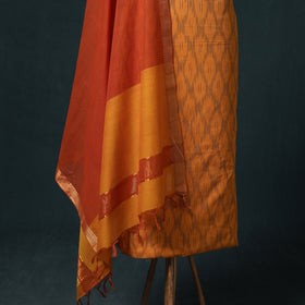 Pochampally Ikat Cotton Unstitched Dress Material: Kurta & Dupatta 14