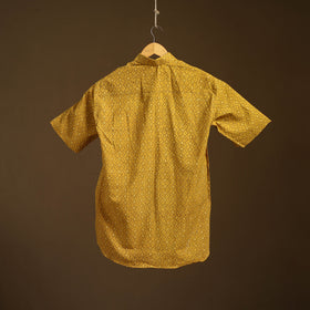 Natural Dyed Hand Block Print Cotton Men Half Sleeve Ajrakh Shirt 07