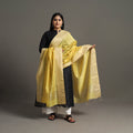 Yellow Handloom Silk Cotton Zari Border Maheshwari Dupatta