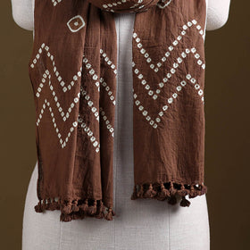 Brown - Kutch Handwoven Organic Kala Cotton Bandhani Stole 01