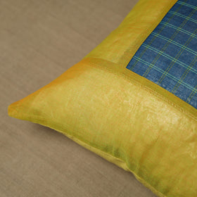 Yellow - Kanchipuram Patchwork Cotton Cushion Cover 03