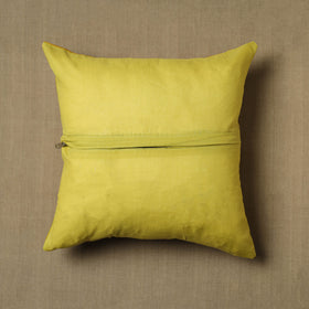 Yellow - Kanchipuram Patchwork Cotton Cushion Cover 03