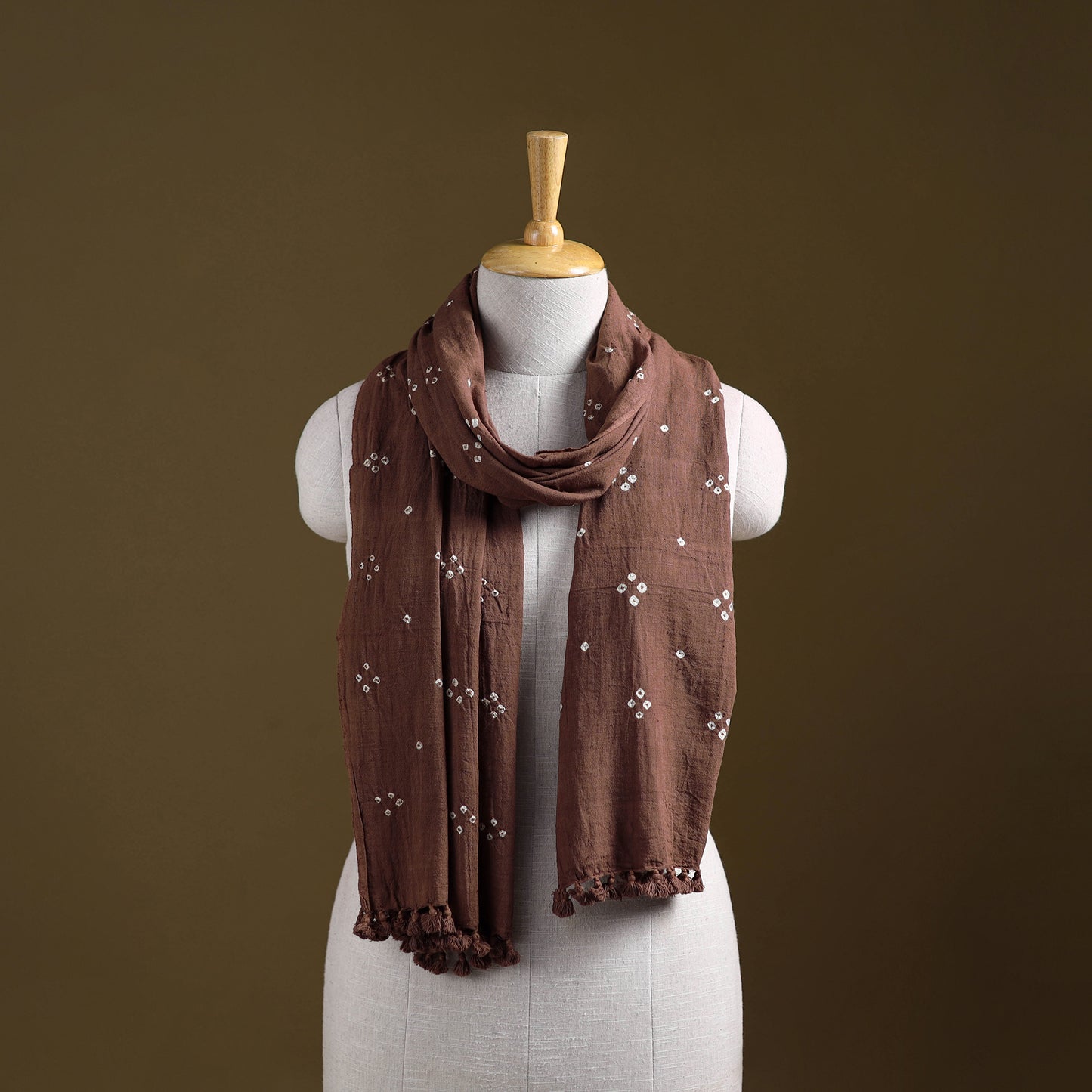 Kutch Handwoven Organic Kala Cotton Bandhani Stole 02