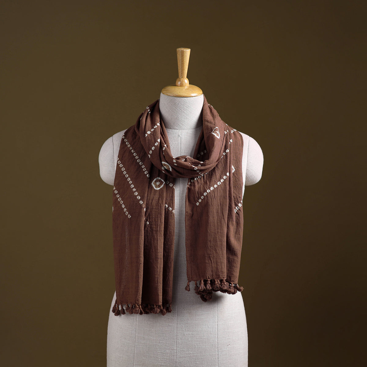 Kutch Handwoven Organic Kala Cotton Bandhani Stole 03