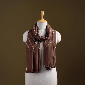 Kutch Handwoven Organic Kala Cotton Bandhani Stole 03