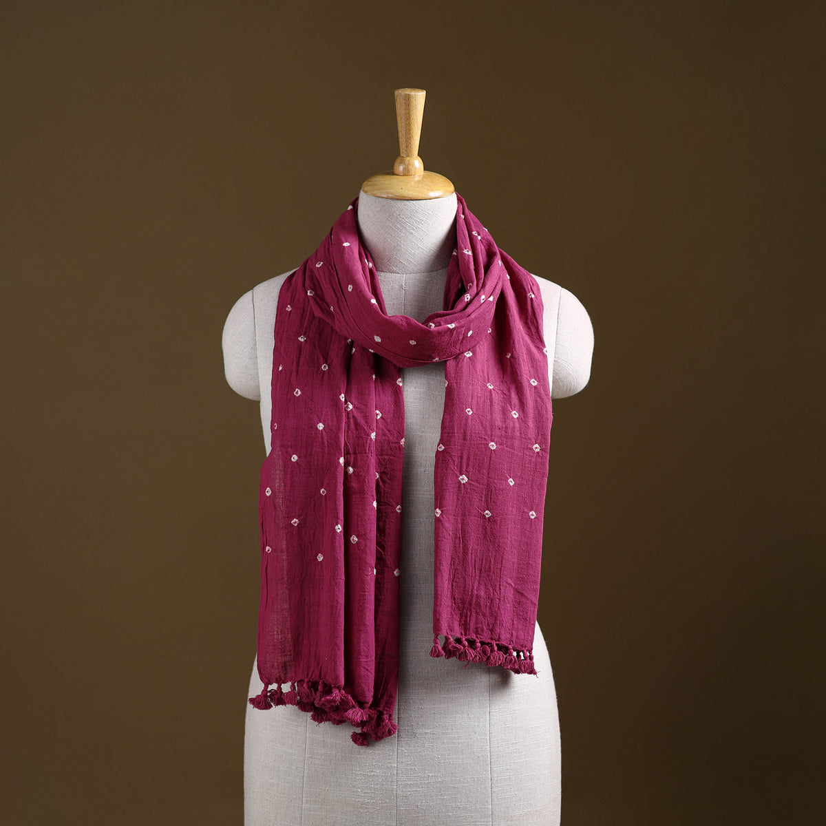 Kutch Handwoven Organic Kala Cotton Bandhani Stole 06