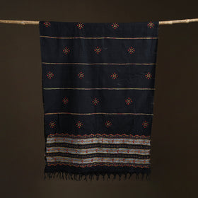 Kantha Hand Embroidered Khes Handwoven Cotton Dupatta 08