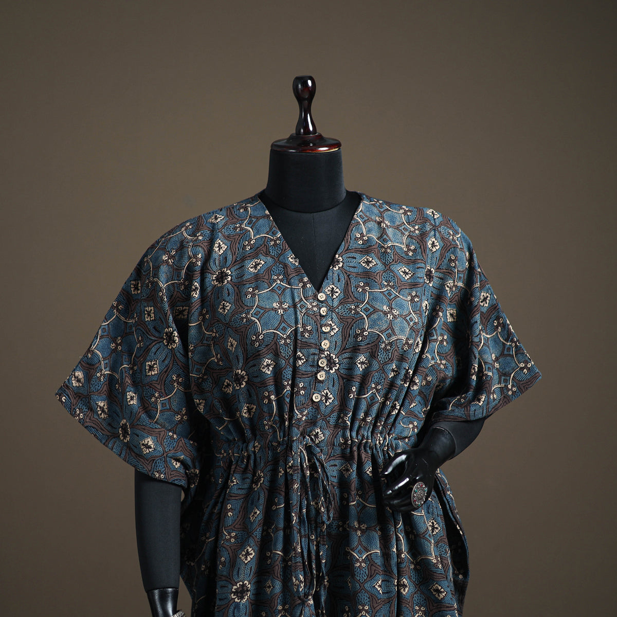 Ajrakh Hand Block Print Natural Dyed Cotton Short Kaftan 40