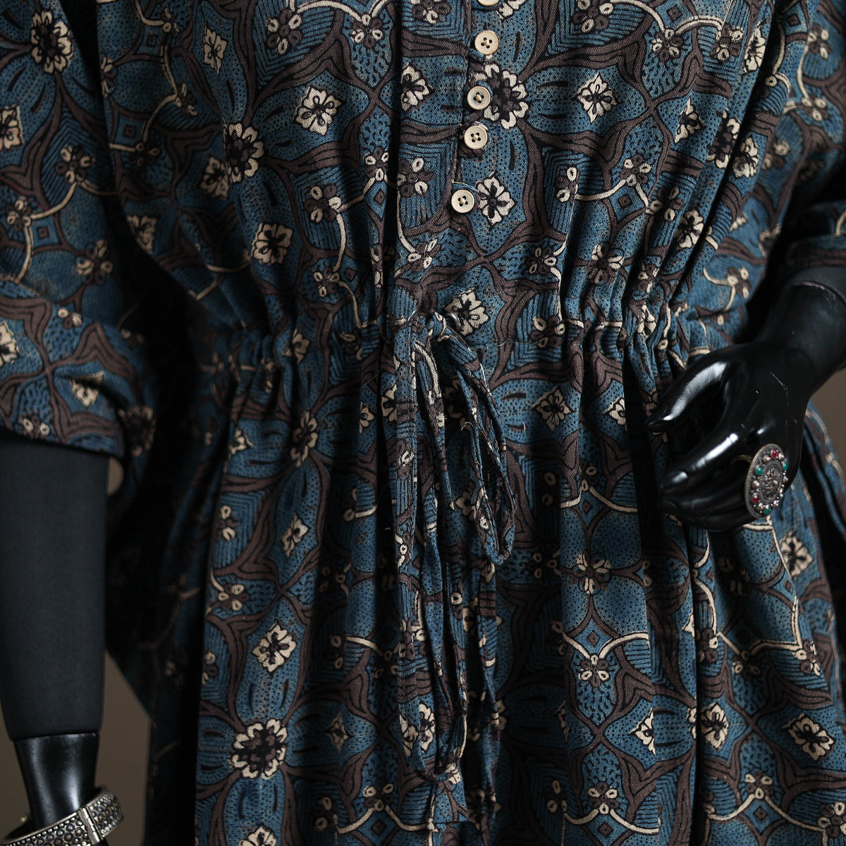 Ajrakh Hand Block Print Natural Dyed Cotton Short Kaftan 40