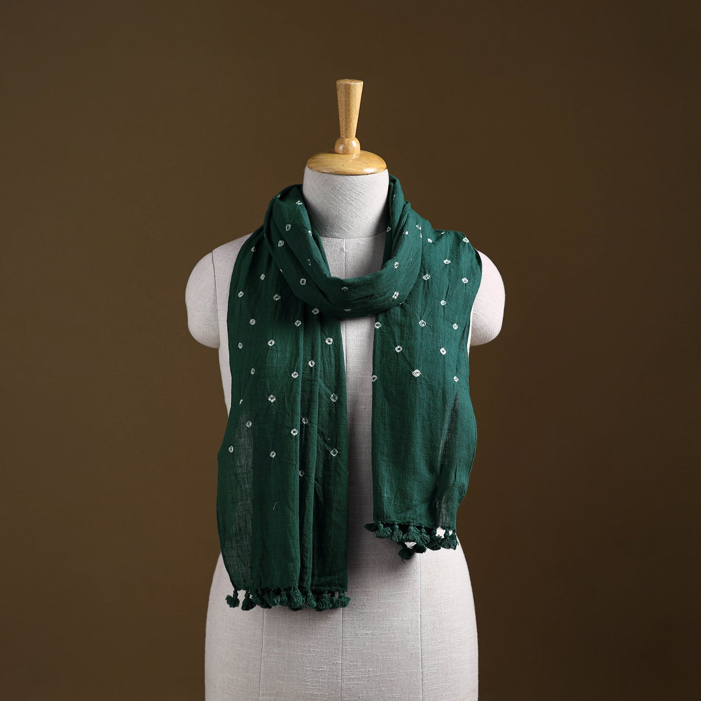 Kutch Handwoven Organic Kala Cotton Bandhani Stole 08