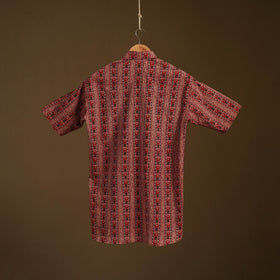 Natural Dyed Hand Block Print Cotton Men Half Sleeve Ajrakh Shirt 12