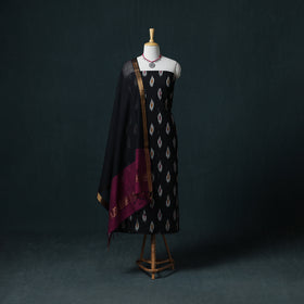 Pochampally Ikat Cotton Unstitched Dress Material: Kurta & Dupatta 16