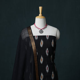 Pochampally Ikat Cotton Unstitched Dress Material: Kurta & Dupatta 16