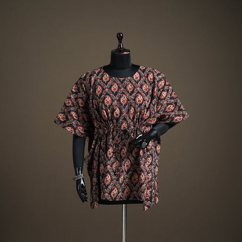 Ajrakh hand block print natural dyed cotton short kaftan 41