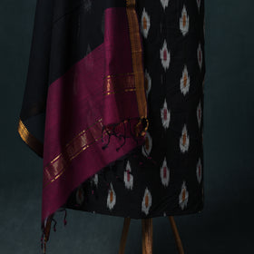 Pochampally Ikat Cotton Unstitched Dress Material: Kurta & Dupatta 16