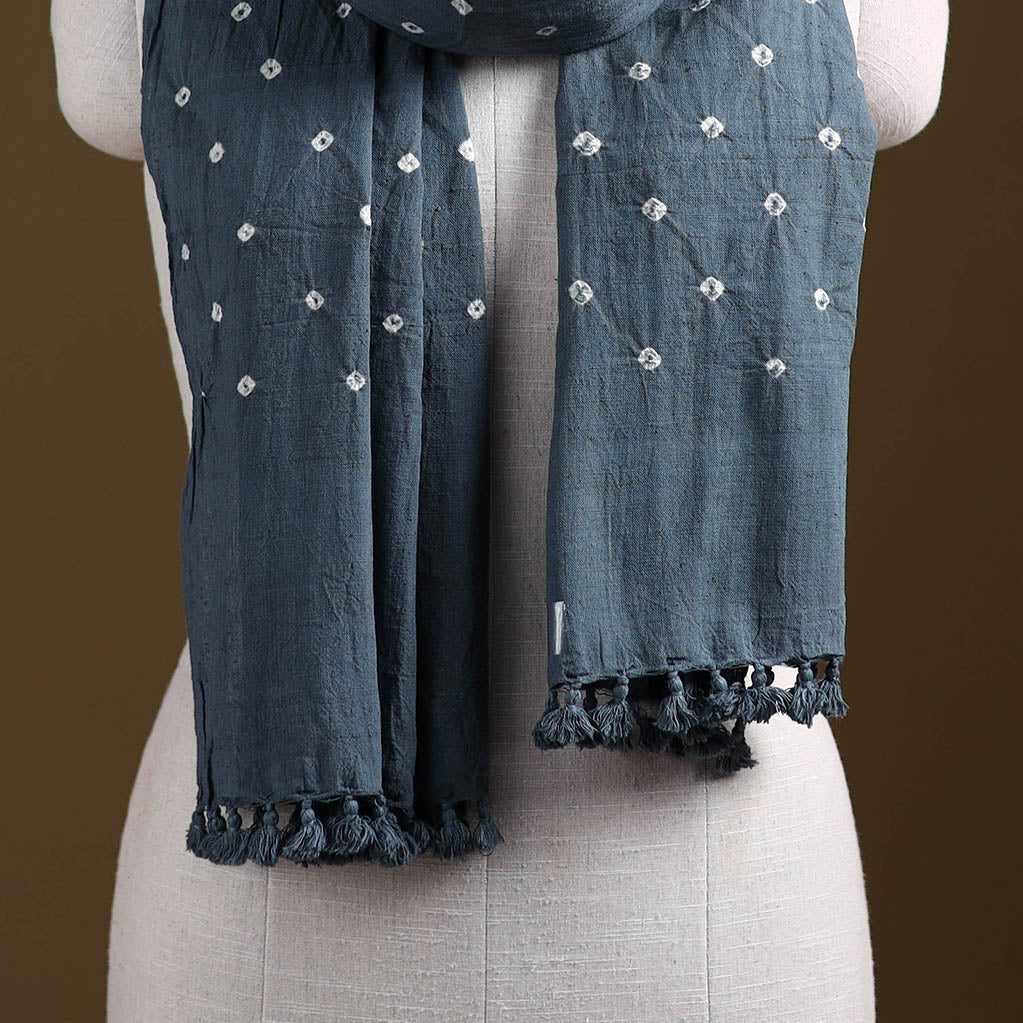 Kutch Handwoven Organic Kala Cotton Bandhani Stole 15
