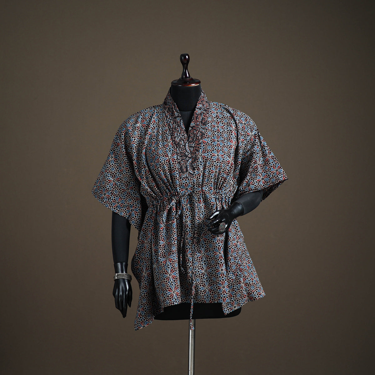 Ajrakh Hand Block Print Natural Dyed Cotton Short Kaftan 42