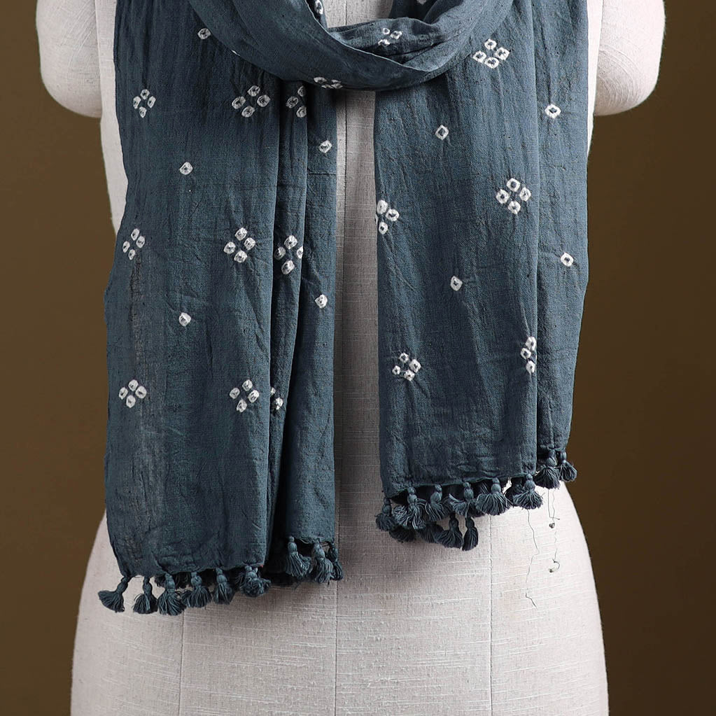 Kutch Handwoven Organic Kala Cotton Bandhani Stole 17