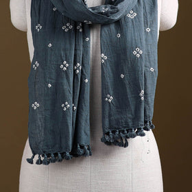 Kutch Handwoven Organic Kala Cotton Bandhani Stole 17