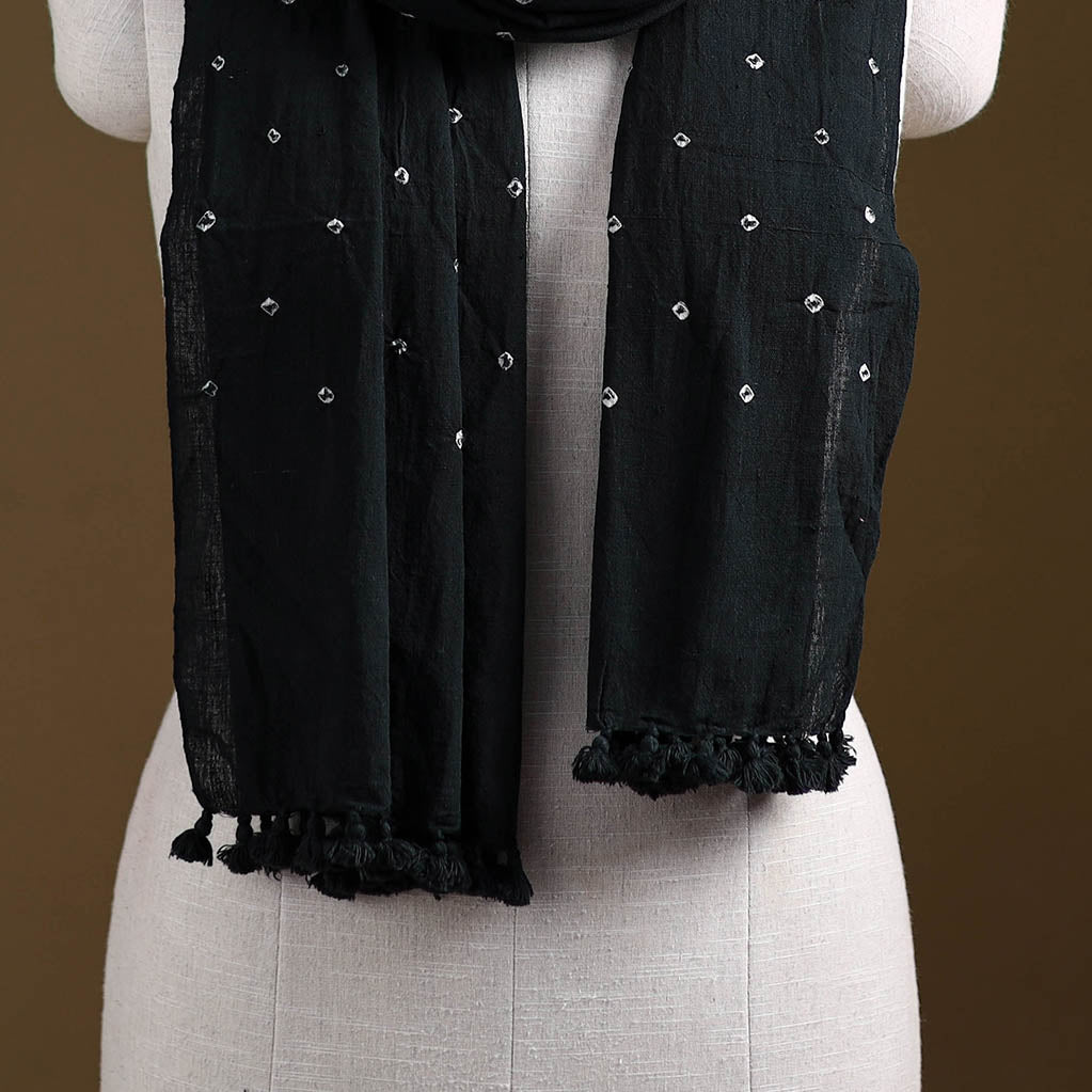 Kutch Handwoven Organic Kala Cotton Bandhani Stole 19