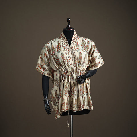 Ajrakh hand block print natural dyed cotton short kaftan 43