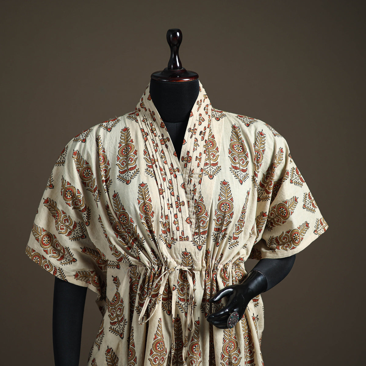Ajrakh Hand Block Print Natural Dyed Cotton Short Kaftan 43