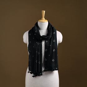 Black - Kutch Handwoven Organic Kala Cotton Bandhani Stole 21