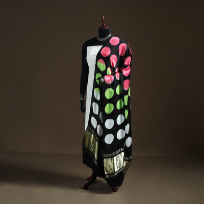 Multicolor - Shibori Clamp Dyed Modal Silk Dupatta with Zari Border 06