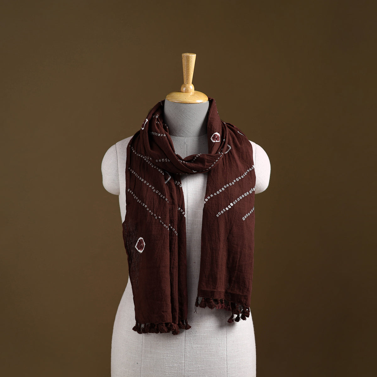 Kutch Handwoven Organic Kala Cotton Bandhani Stole 22