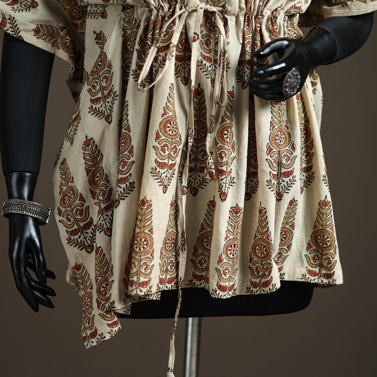 Ajrakh Hand Block Print Natural Dyed Cotton Short Kaftan 43