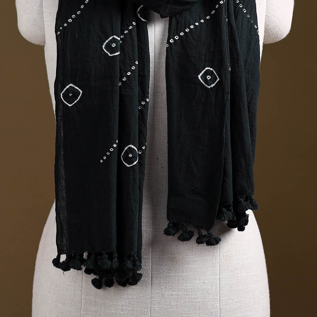 Kutch Handwoven Organic Kala Cotton Bandhani Stole 23