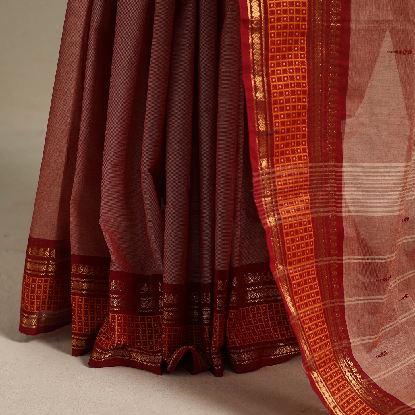 Brown - kandangi thread buti chettinad cotton saree