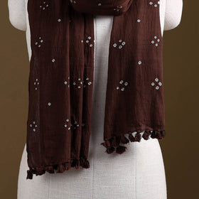 Brown - Kutch Handwoven Organic Kala Cotton Bandhani Stole 24
