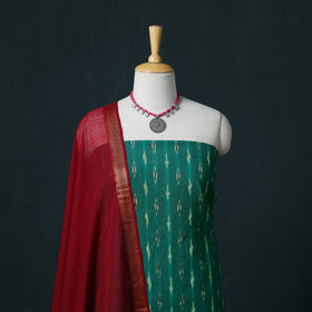 Pochampally Ikat Cotton Unstitched Dress Material: Kurta & Dupatta 18