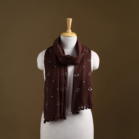 Brown - Kutch Handwoven Organic Kala Cotton Bandhani Stole 24