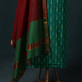 Pochampally Ikat Cotton Unstitched Dress Material: Kurta & Dupatta 18