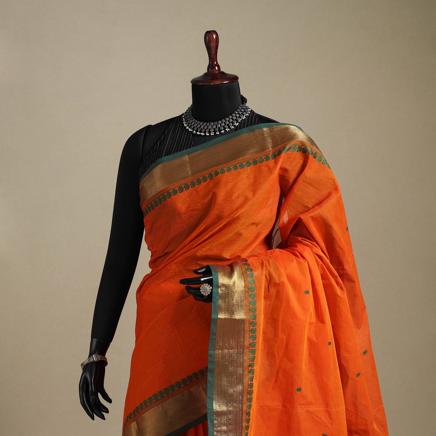 Orange - kandangi thread buti chettinad cotton saree