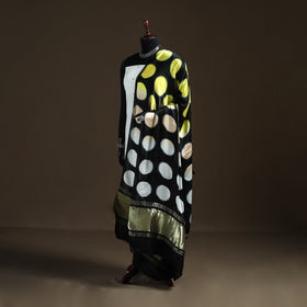 Yellow - Shibori Clamp Dyed Modal Silk Dupatta with Zari Border 07