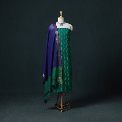 Pochampally Ikat Cotton Unstitched Dress Material: Kurta & Dupatta 19
