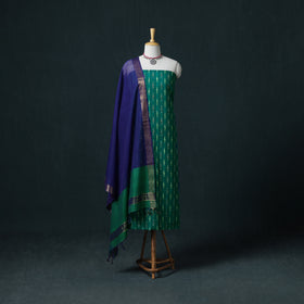 Pochampally Ikat Cotton Unstitched Dress Material: Kurta & Dupatta 19