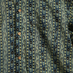 Natural Dyed Hand Block Print Cotton Men Half Sleeve Ajrakh Shirt 13