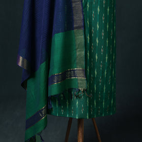 Pochampally Ikat Cotton Unstitched Dress Material: Kurta & Dupatta 19