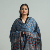 Blue - Ajrakh Modal Silk Dupatta with Zari Border 62