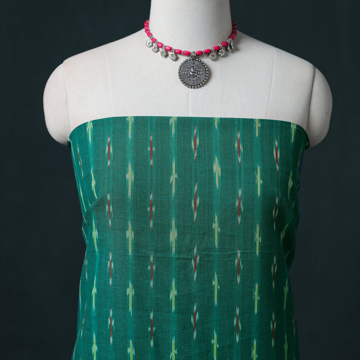 Pochampally Ikat Cotton Unstitched Dress Material: Kurta & Dupatta 19