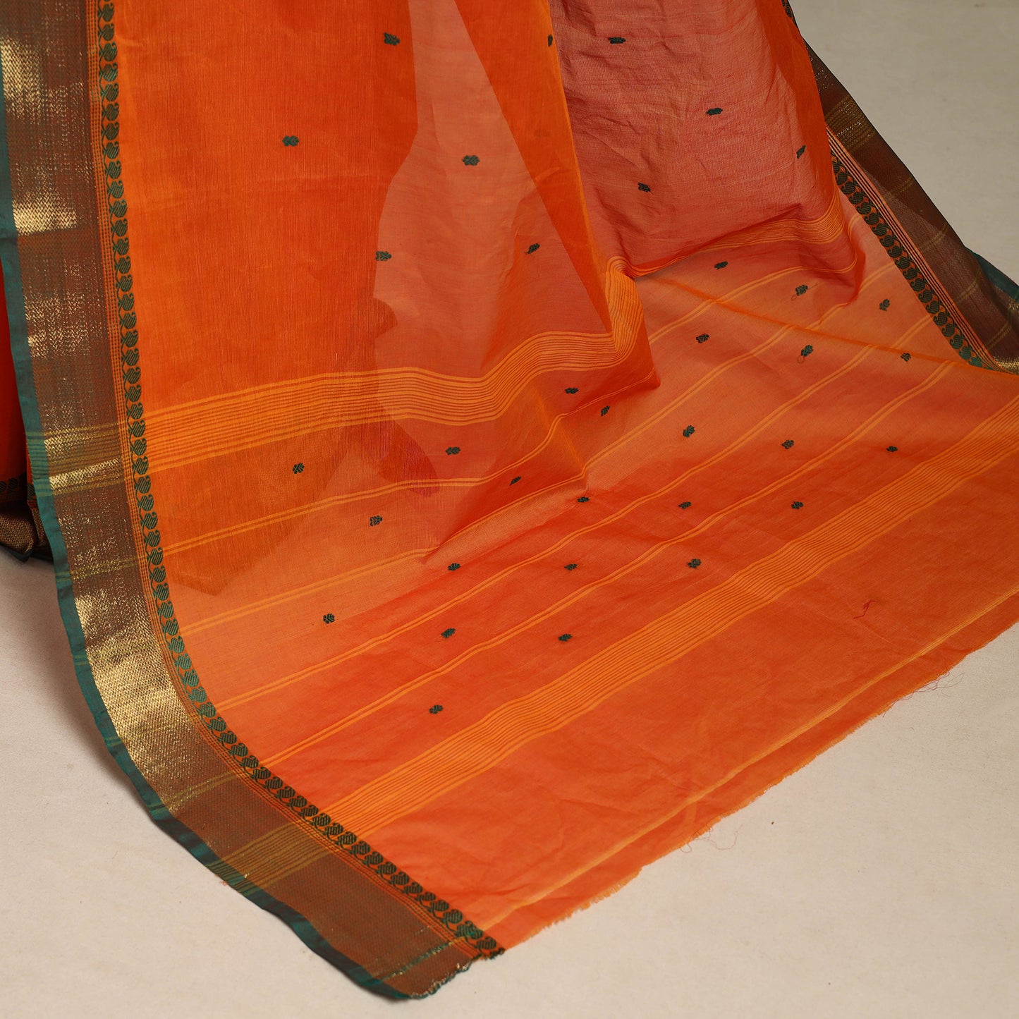 Orange - kandangi thread buti chettinad cotton saree