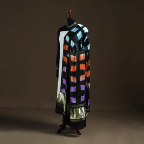 Multicolor - Shibori Clamp Dyed Modal Silk Dupatta with Zari Border 08