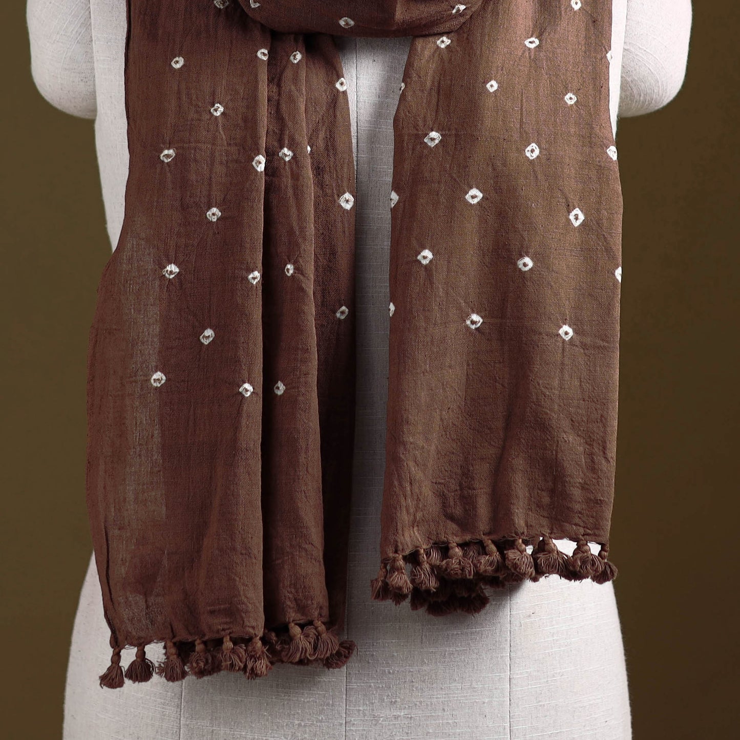 Kutch Handwoven Organic Kala Cotton Bandhani Stole 34