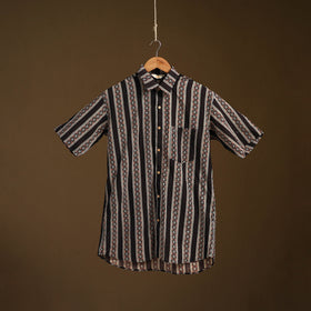 Natural Dyed Hand Block Print Cotton Men Half Sleeve Ajrakh Shirt 10