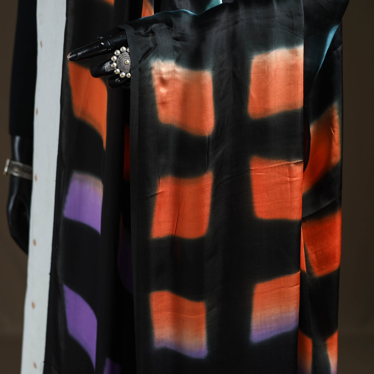 Multicolor - Shibori Clamp Dyed Modal Silk Dupatta with Zari Border 08