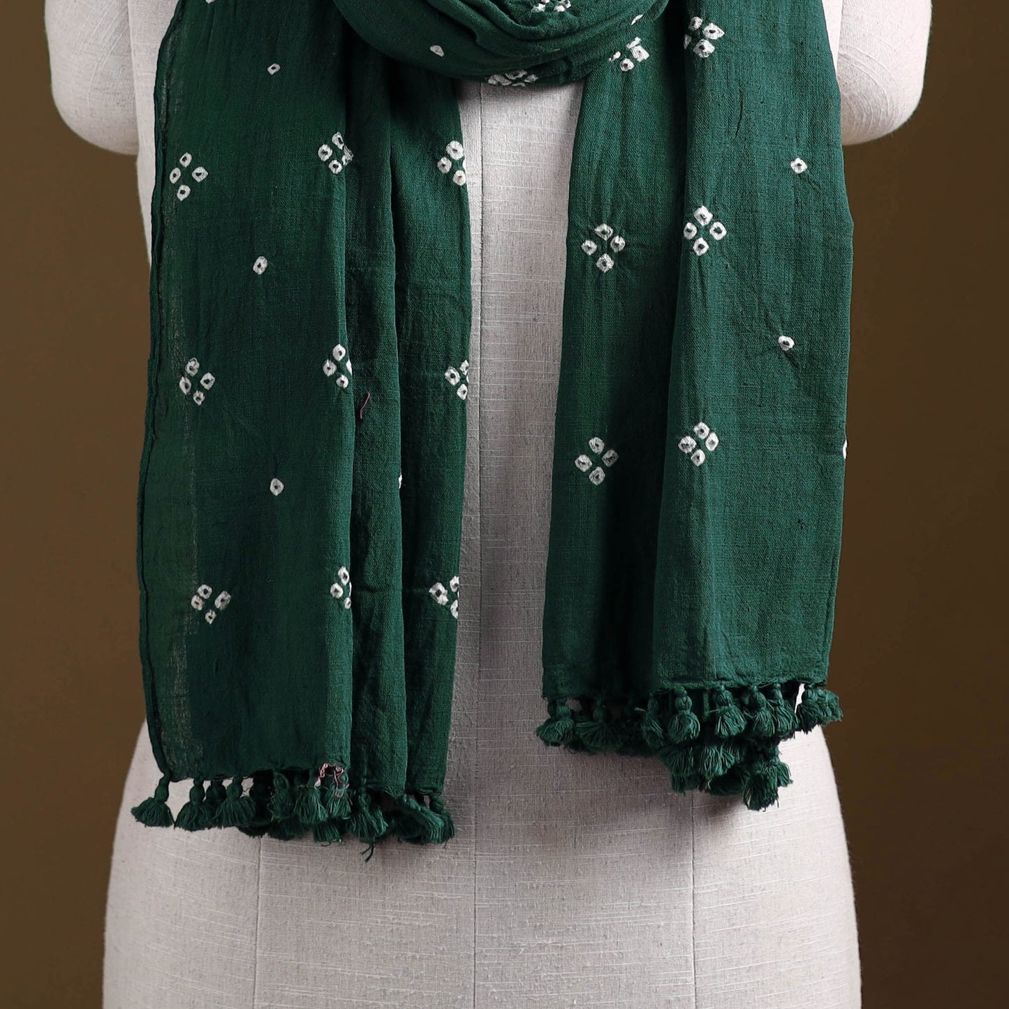 Kutch Handwoven Organic Kala Cotton Bandhani Stole 35